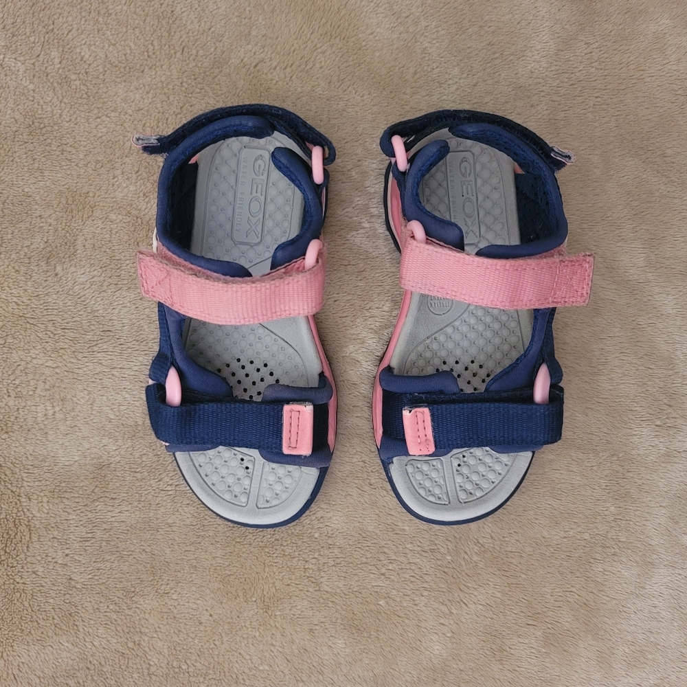 Geox Borealis Pink/Blue Sporty Triple Velcro Fastening Sandals Size 8 - Picture 4 of 8